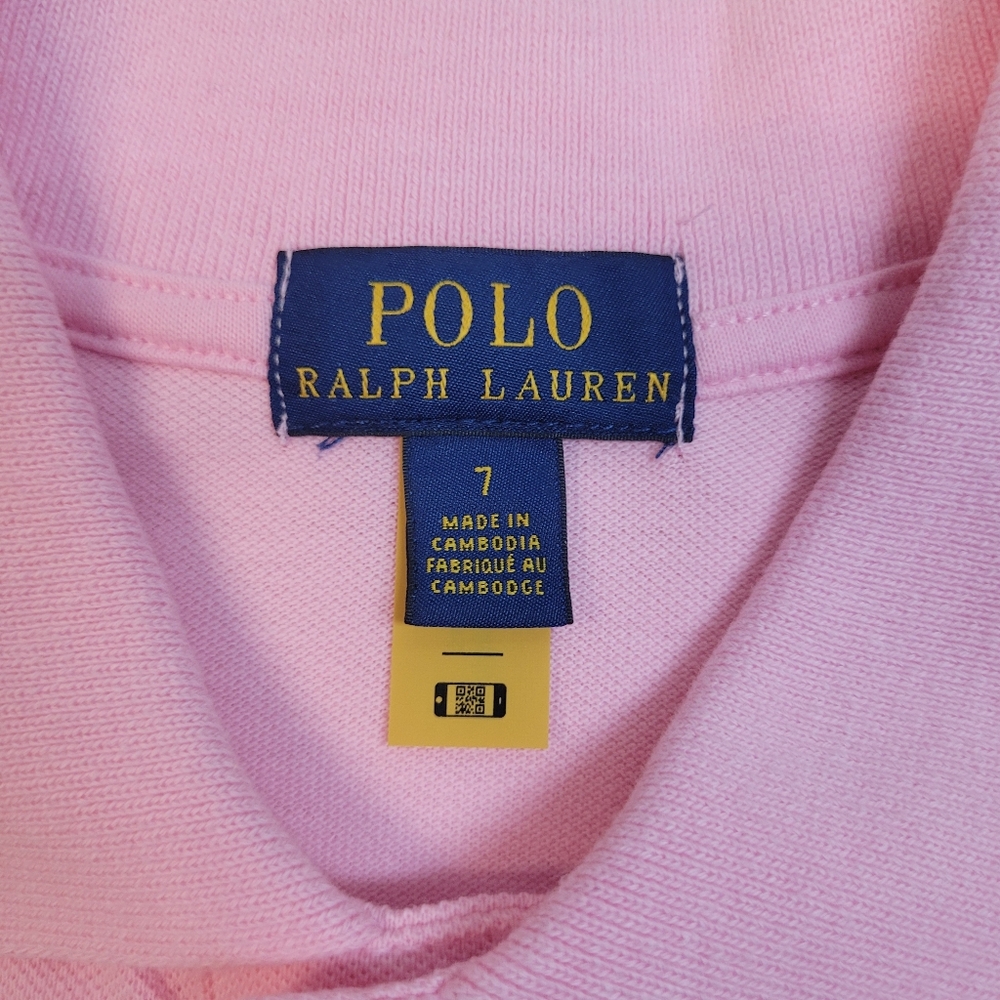 Polo by Ralph Lauren Kids Light Pink Polo Shirt, Size 7 Preppy Resortwear Spring - Picture 3 of 6